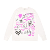 Men Long Sleeve Shirt Graffiti Letter Printed Long Sleeve T-shirt Men and Women Casual All-Matching