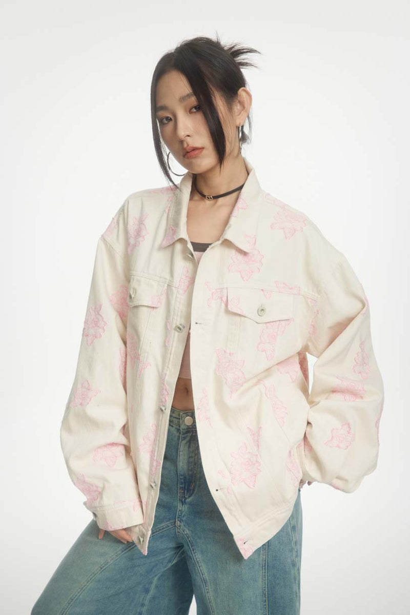 Unisex Jacket Autumn Rose Denim Jacket