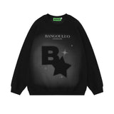 Men Hoodie Star Letters Printed Pullover Sweatshirt