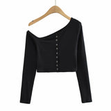 Women T-shirt Spring Short Tight Long Sleeve Bottoming Shirt Top