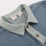 Men Long Sleeve T Shirt Spring and Autumn Long Sleeve Pullover Denim Top Men's Embroidery Letter Polo