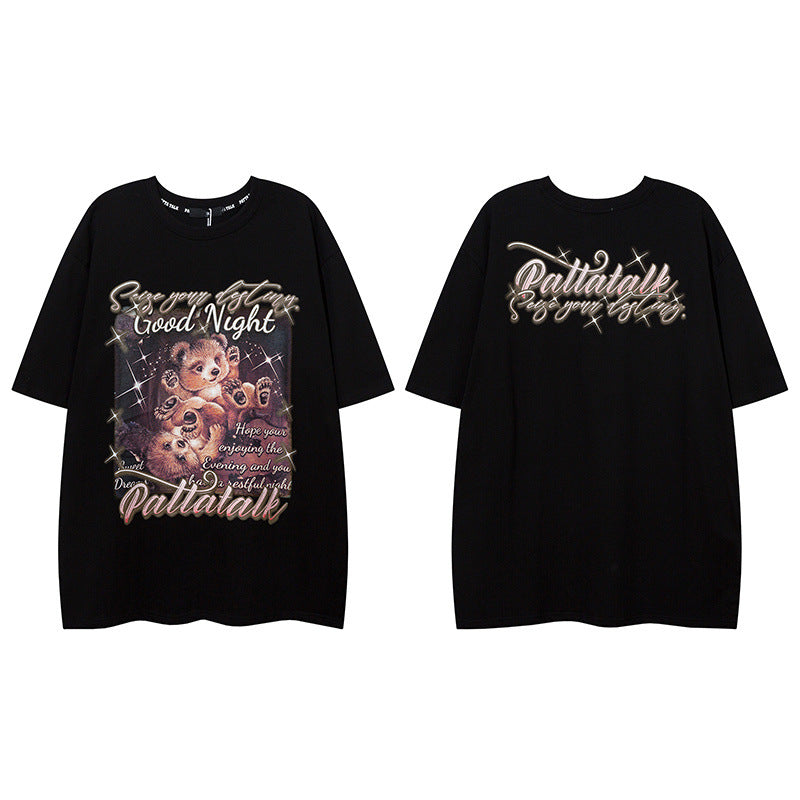Men T Shirt Printed Couple Casual Short-Sleeved T-shirt Men and Women Hip Hop