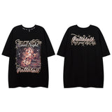 Men T Shirt Hiphop Street Retro Printed Couple Short Sleeve T-shirt Men and Women