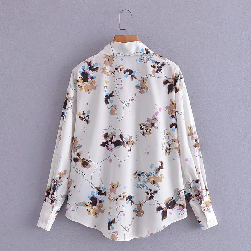 Women T-Shirt Spring and Autumn Vintage Long Sleeve Shirt Cardigan Loose Casual