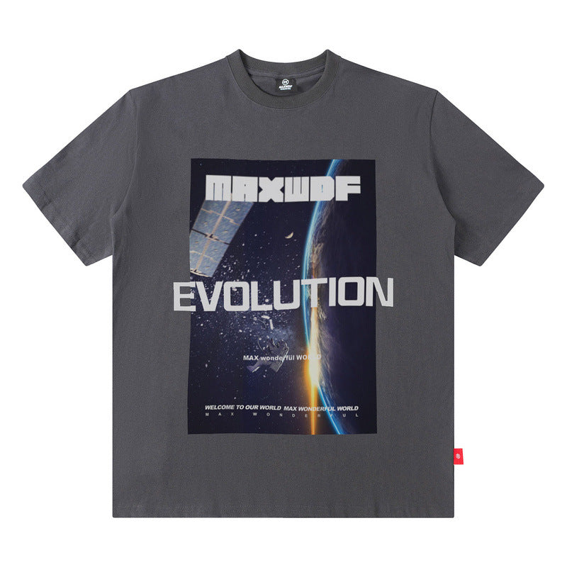 Men T Shirt Astronaut Printed Short-Sleeved T-shirt Men's Summer Top Loose