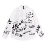 Men Long Sleeved T Shirt Letter Printed Long Sleeve Shirt Men's Casual Loose Lapels Shirt