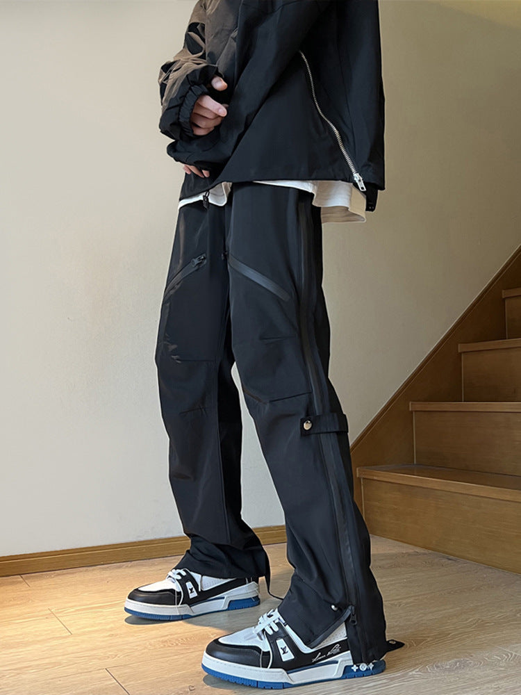 Men Sweatpants Waterproof Zipper Overalls Men's Micro-Pull Tactical Pants