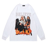 Men Long Sleeve Shirt Gothic Style Printed Sweater Men's and Women's Hip Hop Retro Long Sleeve T-shirt
