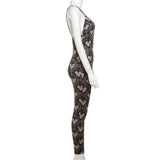 Women Jumpsuit Fall Women's Clothing Printed Slim-Fit High Waist Jumpsuit