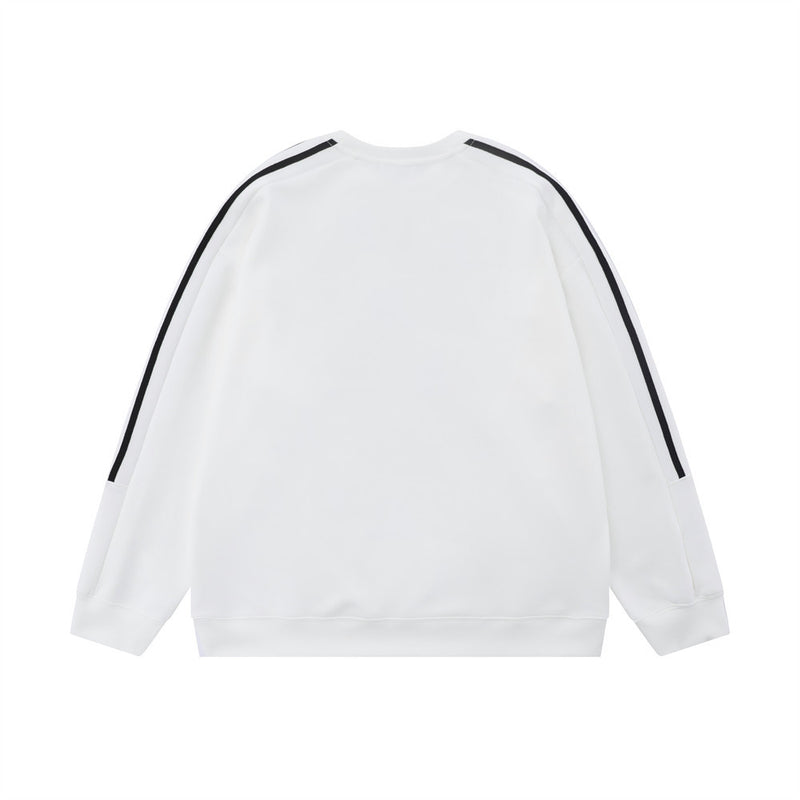 Men Hoodie round Neck Sweater Men's Long Sleeve Striped Stitching Sports Spring and Autumn