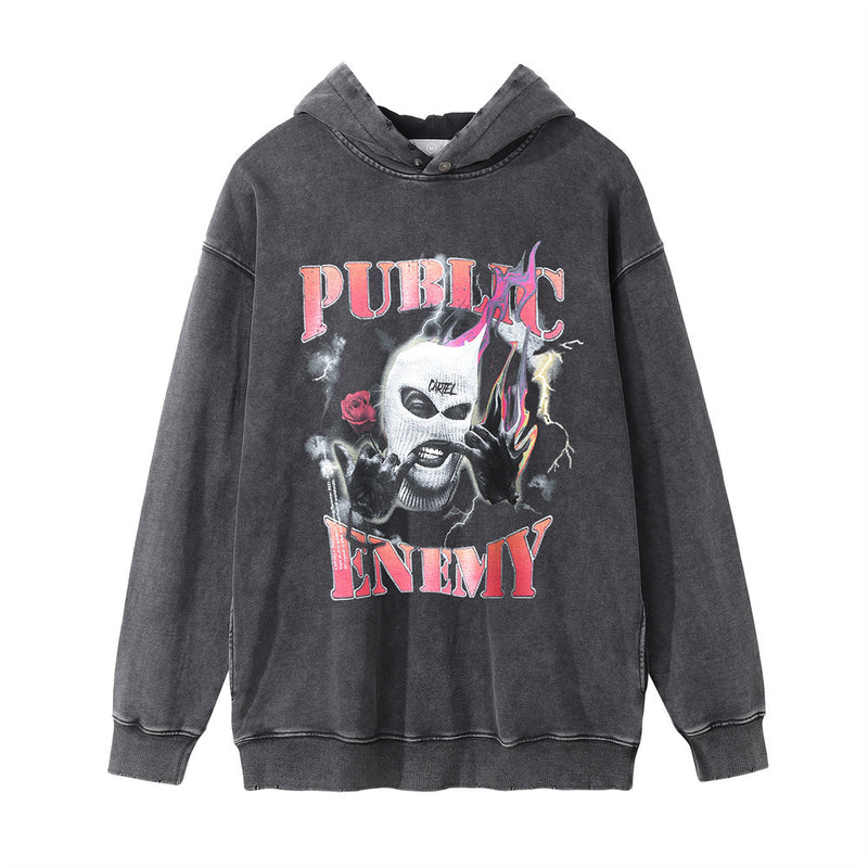 Men Hoodie Printed Hoodie Men's Street Leisure Distressed