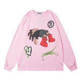 Men Long Sleeve Shirt Printed Long Sleeve T-shirt Men and Women Idle Style Casual
