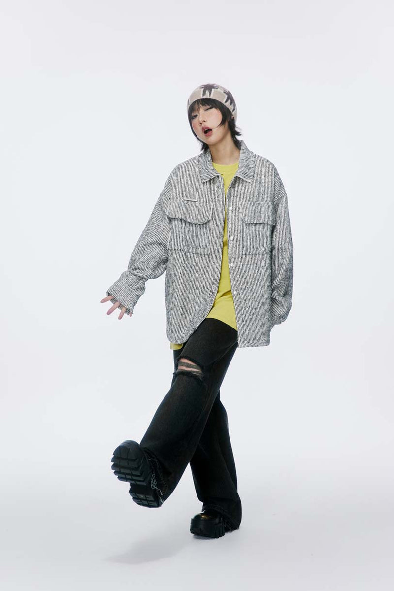 Unisex Jacket Autumn Striped Chanel Coat
