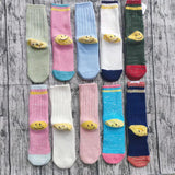 Kapital Sock Pingtian Hehong Geophone Line Double Needle Smiley Face Socks Color Matching Fashion All-Match Ladies