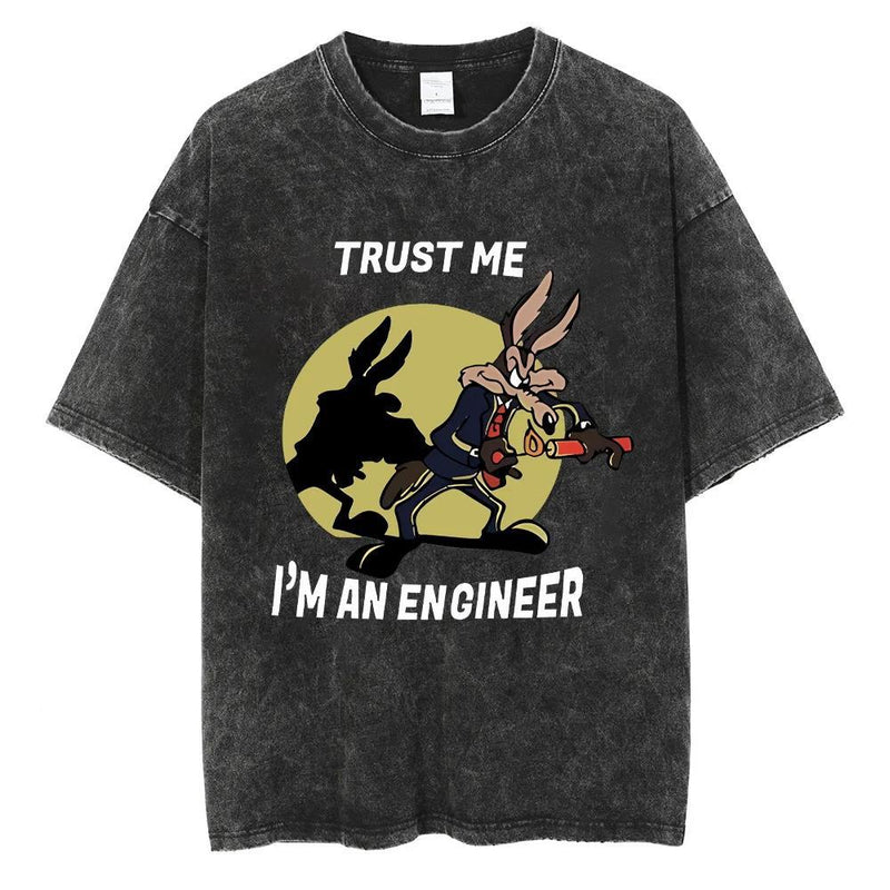 Cartoon Printed Tshirt Bear Pattern T-shirt Loose