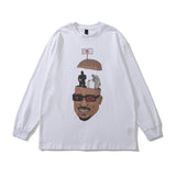 Men Long Sleeve Shirt Vintage Portrait Printing Long Sleeve T-shirt Men Loose