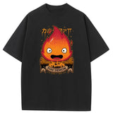 Calcifer Demon T Shirt Hip Hop Fall Washed Tshirt