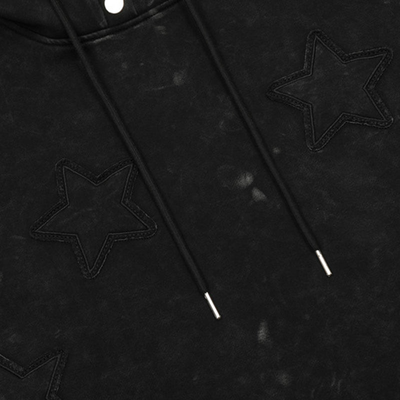Men Hoodie Turtleneck Hooded Sweatshirt Five-Pointed Star Loose Casual