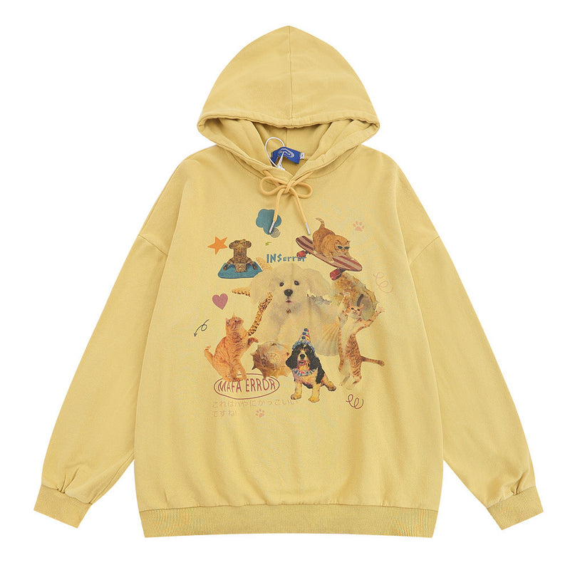 Men Hoodie Animal Printed Hoodie Men's Pullover Top