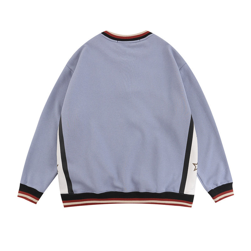 Men Hoodie Sports Style Letter Multicolor Printing round Neck Sweater