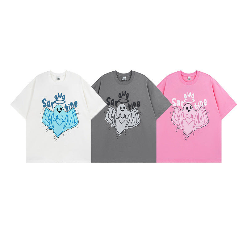Men T Shirt Sweet Cool Foam Printed Couple Short Sleeve T-shirt Men's Casual