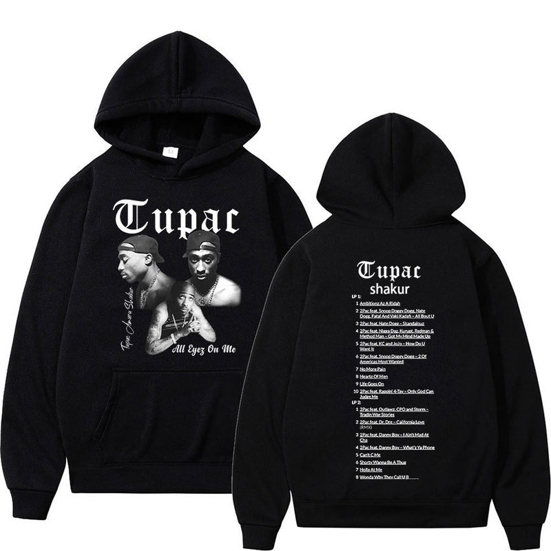 Retro Rapper Tupac 2pac Hoodie Hip Hop pria Hoodie