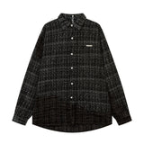 Men Long Sleeved T Shirt Plaid Long Sleeve Shirt Coat Men's Loose Punk Shirt