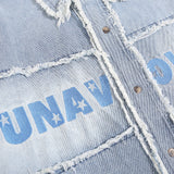 Men Long Sleeved T Shirt Letter Wash Denim Shirt Coat Spring and Autumn Men's Long Sleeve Shirt Jacket