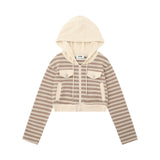 Women Hoodie Short Hoodie Knitted Women's Autumn Zipper Jacket