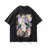 Men T Shirt Printed T-shirt Retro Hip Hop Short Sleeve Top for Men and Women