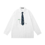 Men Long Sleeve T Shirt Men's Spring and Autumn Loose Chain Decoration Shirt