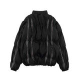 Men Cotton Mixed Jacket Coat Stitching Contrast Color Striped Bread Coat Men's Winter Cotton Dress Loose Zip Coat