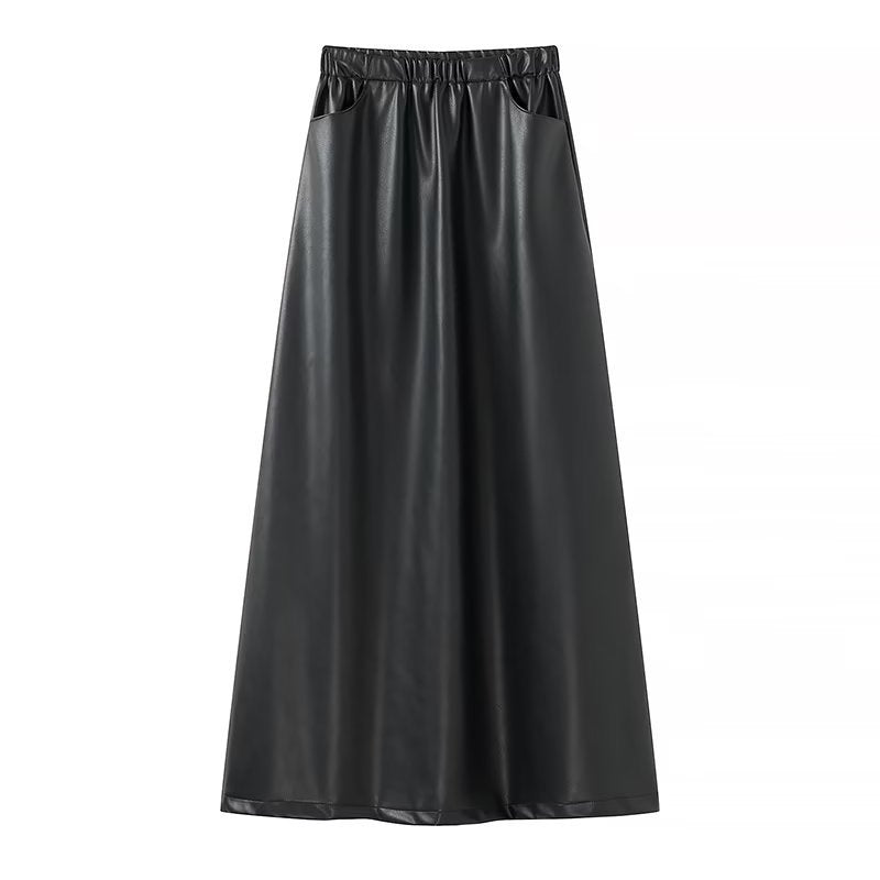 Women Skirt Women's Autumn and Winter Commuter Leather Skirt