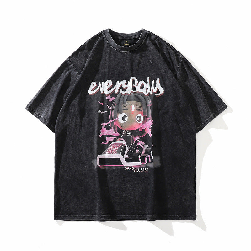 Men T Shirt Cartoon Short Sleeve T-shirt Men and Women Ins Couple Half Sleeve