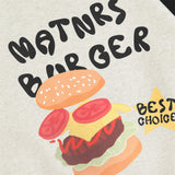 Men Hoodie Burger Bread Color-Block Crew Neck Sweatshirt Loose Pullover Top