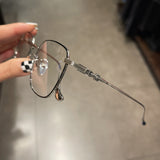 CHH Chrome Hearts Glasses Pure Titanium Ultra-light Square Gold Silk Edge Big Face Myopia Glasses Frame