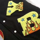 Men Cotton Mixed Jacket Coat Embroidered Letters Thick Baseball Uniform Coat Men's Clothing Winter Color Matching