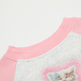 Women Hoodie Printed Short Sweater for Girls Spring and Autumn round Neck Long Sleeve
