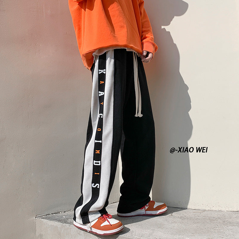 Men Sweatpants Patchwork Stripes Men Spring Loose Sports and Leisure