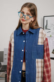 Unisex Jacket Autumn Washed Color Matching Distressed Shirt Women's Clothing