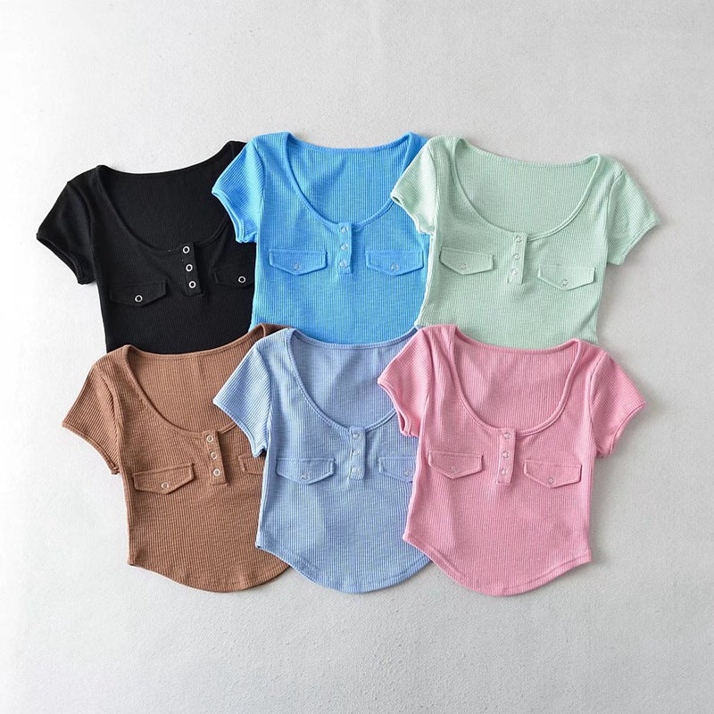 Women T-Shirt Short Sleeve Tight T-shirt Top