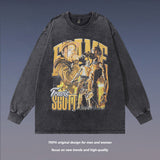 Men Long Sleeve Shirt Washing Long Sleeve Bottoming T-shirt Male and Female Trendy Brand Long T-shirt