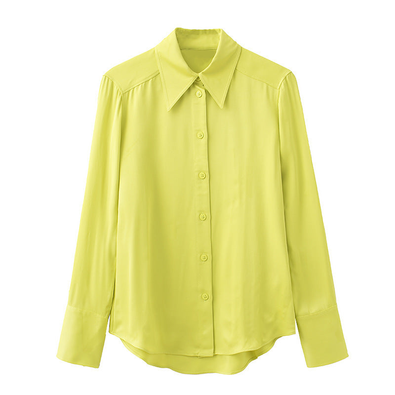 Women's T-Shirt Spring Commuter Solid Color Long-Sleeved Shirt