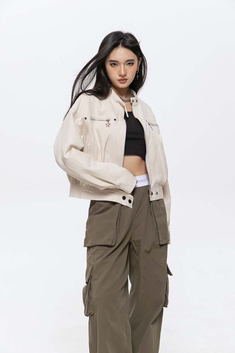 Unisex Jacket Autumn Fashion Stand-up Collar Casual Jacket Women's Clothing