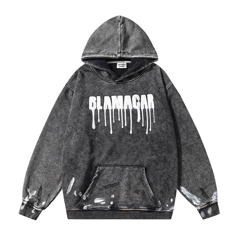 Men Hoodie Washed Old Hooded Sweater Men's Autumn and Winter Letter Printing