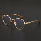 CHH Chrome Hearts Glasses Gold Silk Glasses Frame Retro Women's Ultra Light Polygon Pure Titanium Vision Frame