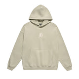 Men Fleece Lined Hoodie Autumn Winter Sweater Male Letter Embroidered Loose Hooded Pullover Long Sleeve Top