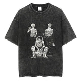 Large Washed Retro Street Men's and Women's Hip-hop Anime