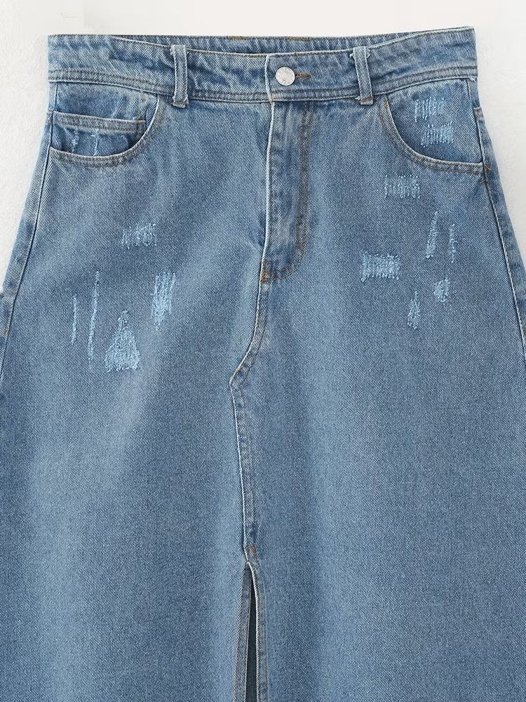 Women Skirt Spring Vintage Denim Skirt Skirt