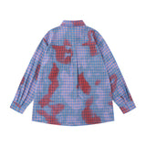 Men Long Sleeved T Shirt Plaid Long Sleeve Shirt Men's Fashion Loose Casual Spring and Autumn Shirt